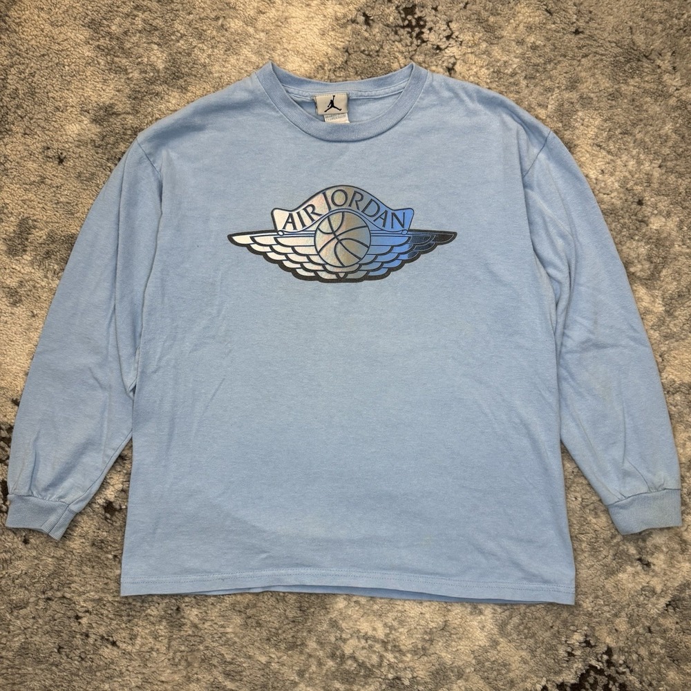 Vintage Jordan Wings Logo‎ Long Sleeve T-Shirt University Blue Youth Large